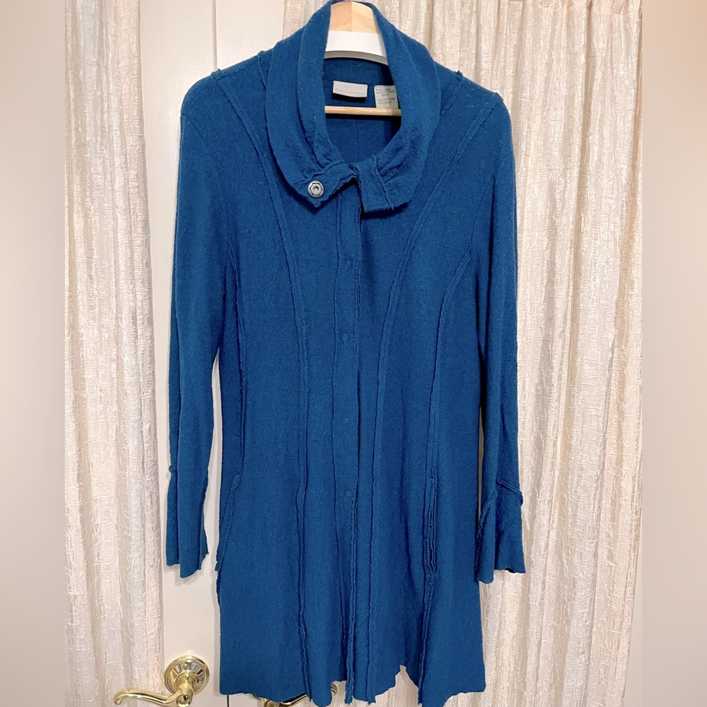 Soft Surroundings M Dark Teal Boiled Wool Jacket